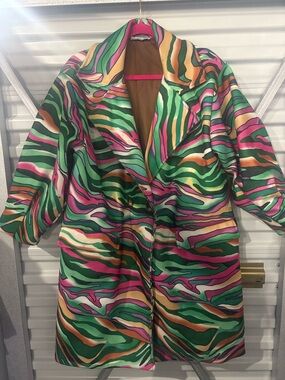 BOLD, Vintage Inspired, OVERSIZED Festival Coat with Abstract Colorful Print!!!